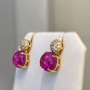 Alternative view of Gullhúðaðir silfurlokkar með sirkoníu steinum Og bleikum stein