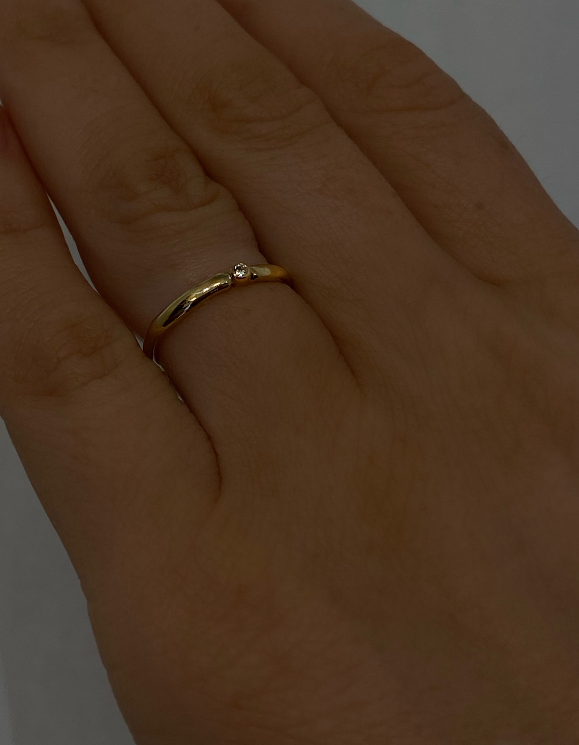 Handsmíðaður 14kt gullhringur með demant 0,02ct Tw/vs - Image 2